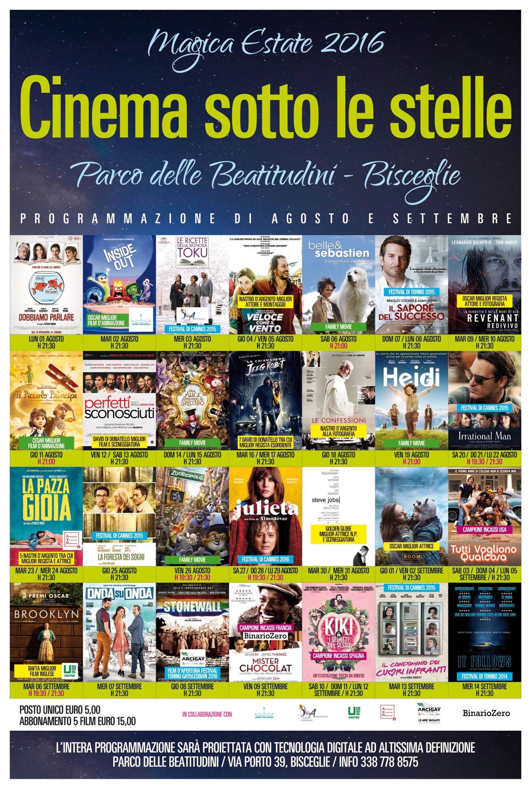 Locandina Cinema Sotto Le Stelle Agosto Settembre