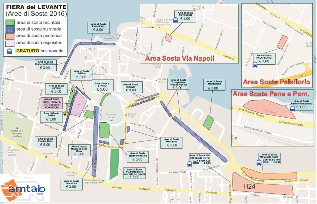 Fiera del Levante, sei parcheggi e