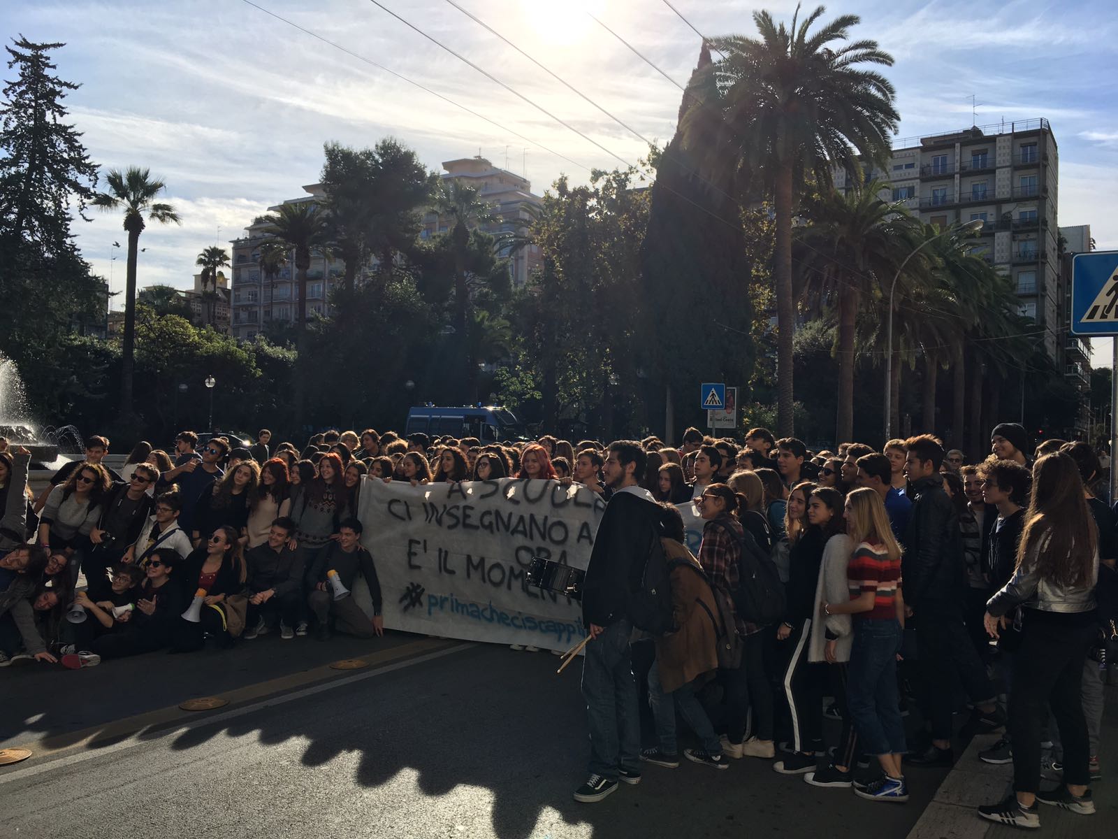 Gli studenti del Flacco durante una delle manifestazioni