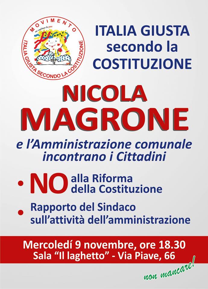 Modugno No Al Referendum Costituzionale Nicola Magrone Incontra I Cittadini