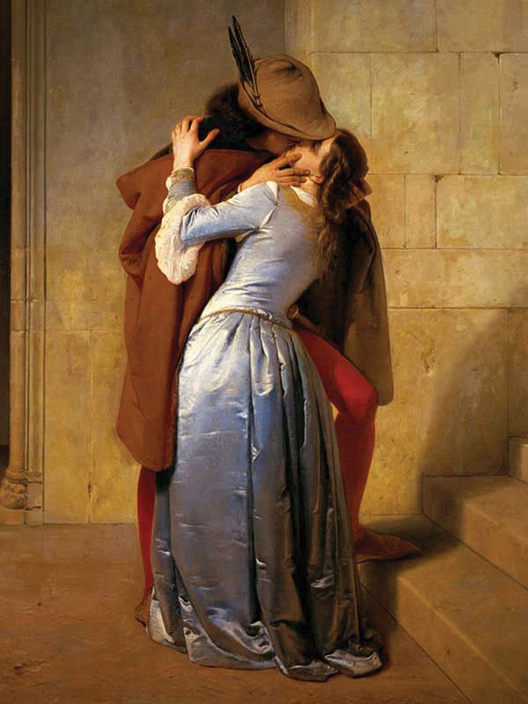 Il bacio. Episodio della giovinezza. Costumi del secolo XIV, Francesco Hayez 1859, Milano, Pinacoteca di Brera