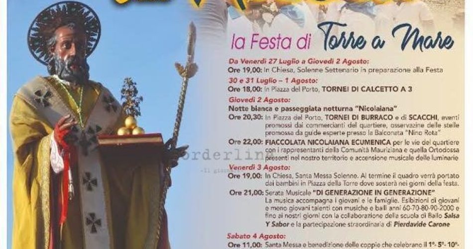 03-08-18 Festa patronale San Nicola a Torre a mare_il programma