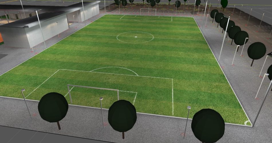 07-03-23 oggi il sopralluogo sul cantiere per la riqualificazione del campo sportivo Leo dell'Acqua a Carbonara_render 1