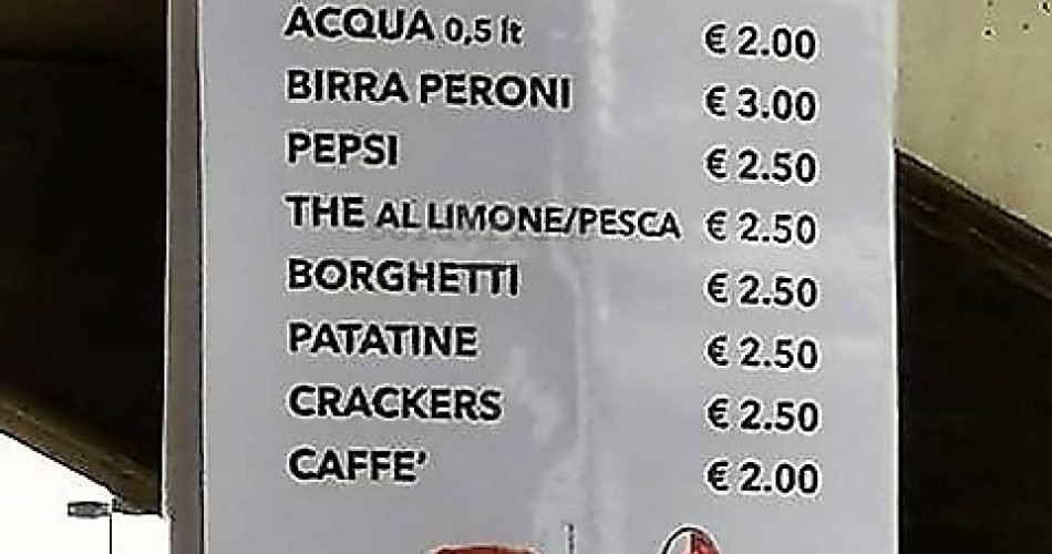lista prezzi bar stadio san nicola