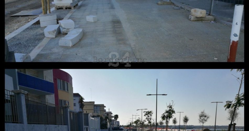 Nella foto in alto un marciapiede, nella foto in basso un altro tipo, a distanza di due metri