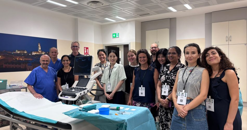 Il prof Gesualdo con il team di giovani ricercatori internazionali