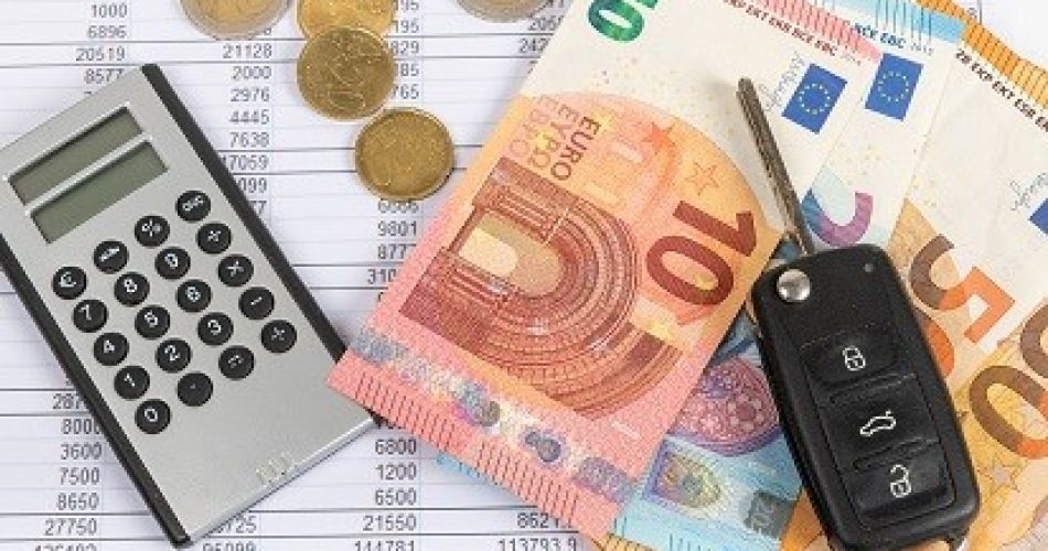 Financial statement with coins and banknotes. Finance and car ke Financial statement with coins and banknotes. Finance and car key, saving money for a car or material design concepts.