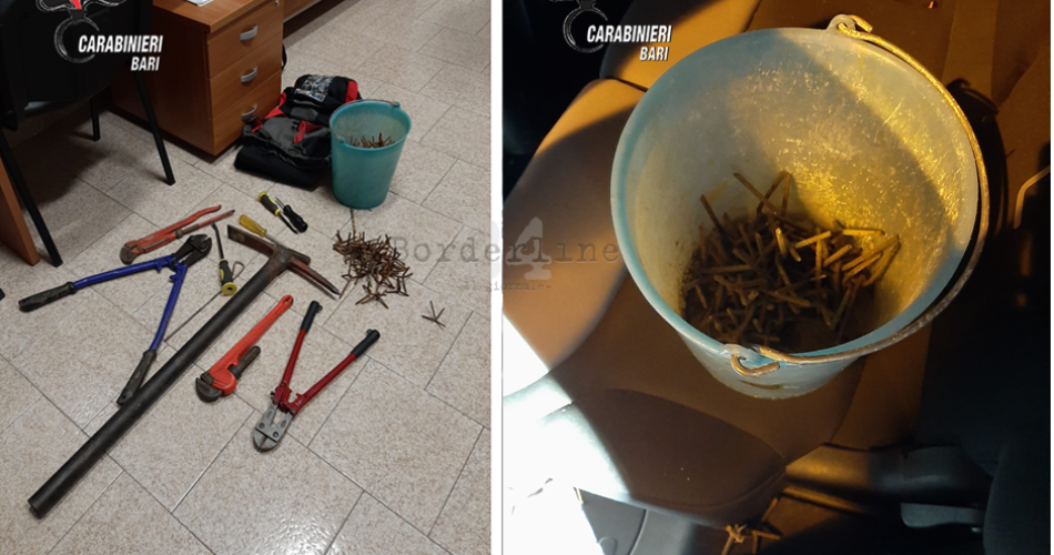 RDM Bari 2 arresti arnesi e chiodi.