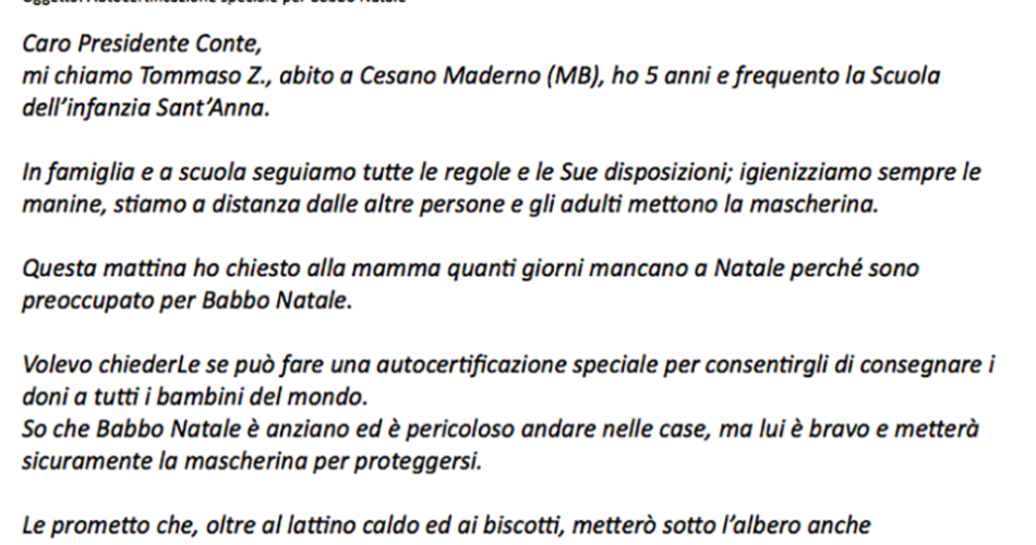 Lettera Conte Babbo Natale