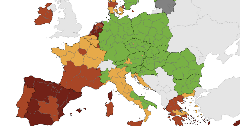 Mappa Europa contagi Ecdc