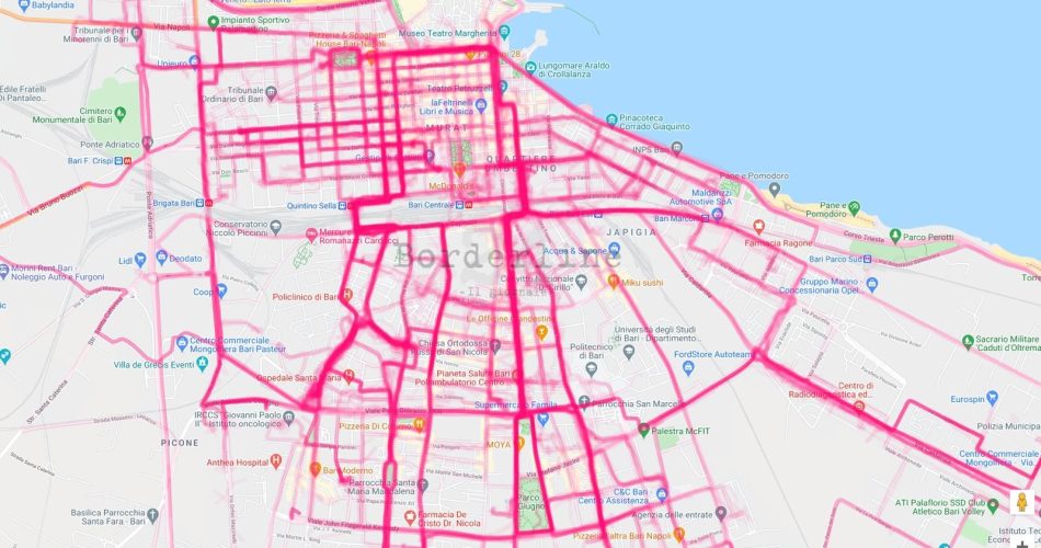 mappa bari bicicletta