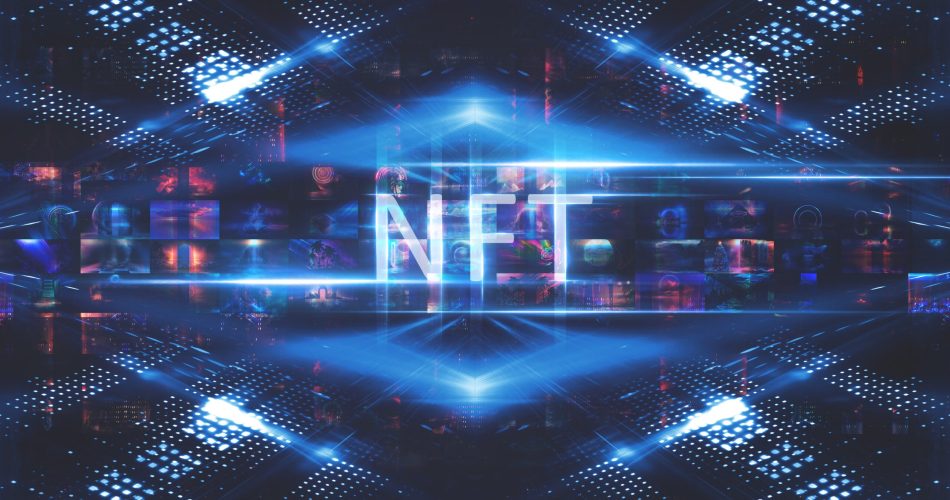 collage-signed-with-nft-token-abstract-nft-collage-light-rays-blue-neon