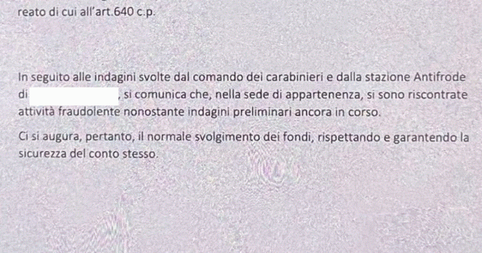 documento truffa per la stampa