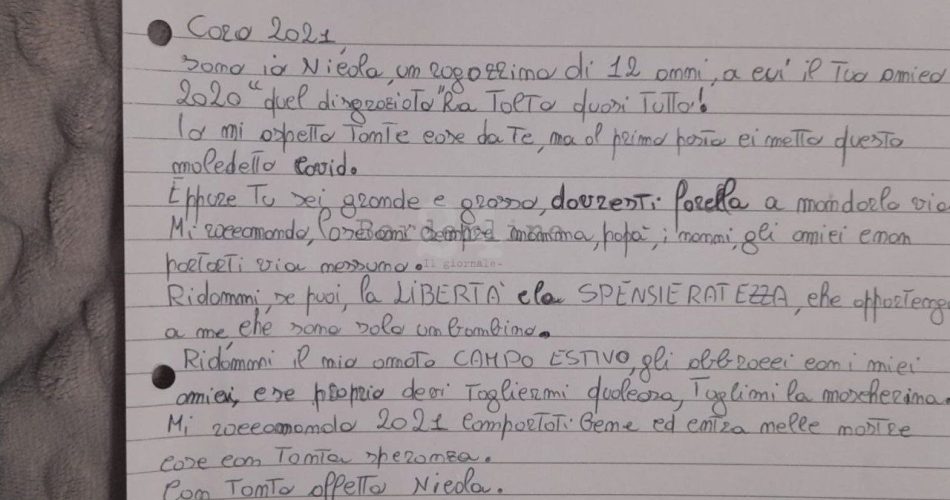 Lettera 2021 Nicola