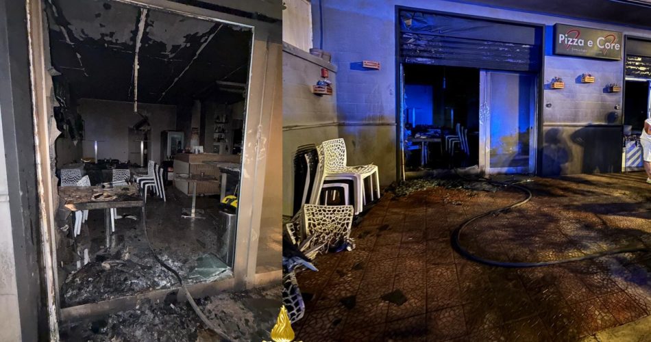 pizzeria in fiamme
