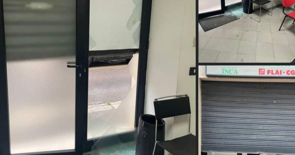 sede cgil vandalizzata