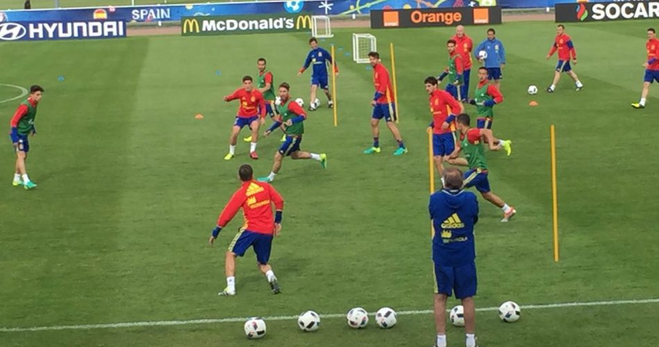 La Spagna durante gli allenamenti